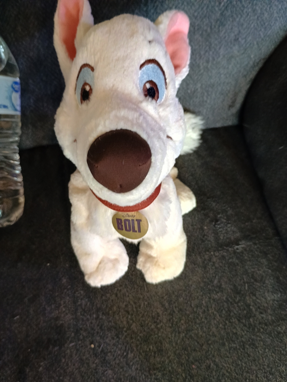Disney Bolt Plush Dog Toy - White with Brown Nose and Pink Ears